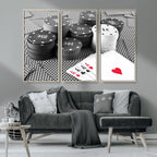 Poker Game Cards Wall Art Canvas, Multi Panel Wall Art