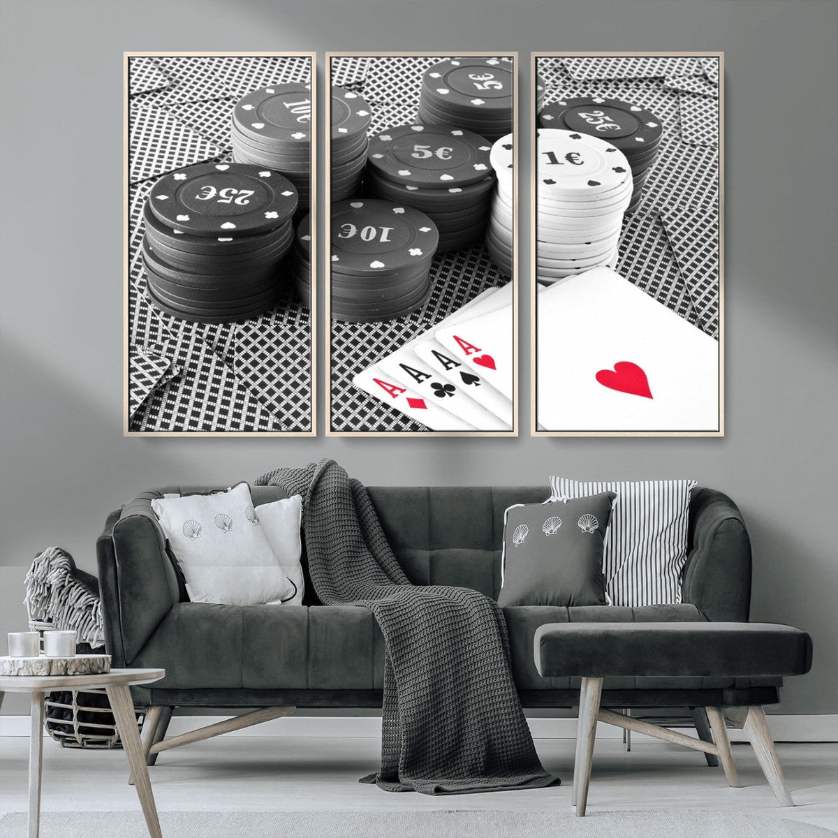 Poker Game Cards Wall Art Canvas, Multi Panel Wall Art
