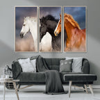 Animal Wall Art Three Horses Farmhouse Art Canvas Print