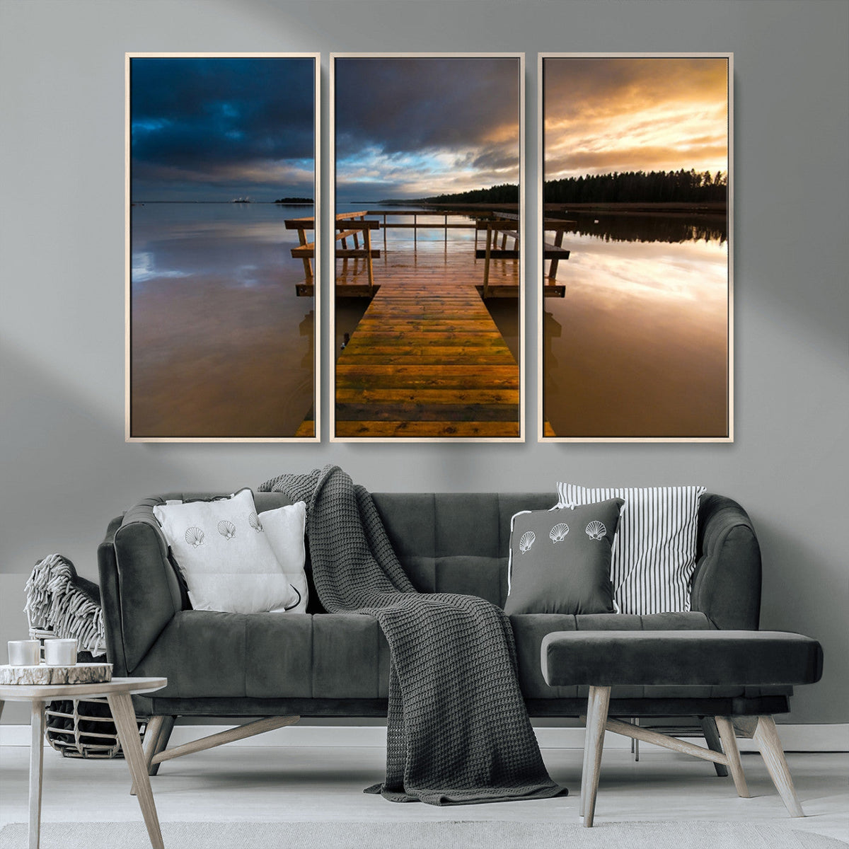 Serene Lake Pier at Sunset Canvas Print | Landscape Wall Art | Ready to Hang