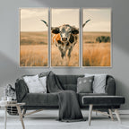 Texas Cow Wall Art Canvas Print for Farm House Wall Decor