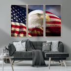 American Flag Eagle Symbol Wall Art Canvas Print, Patriotic American Flag Eagle Wall Art