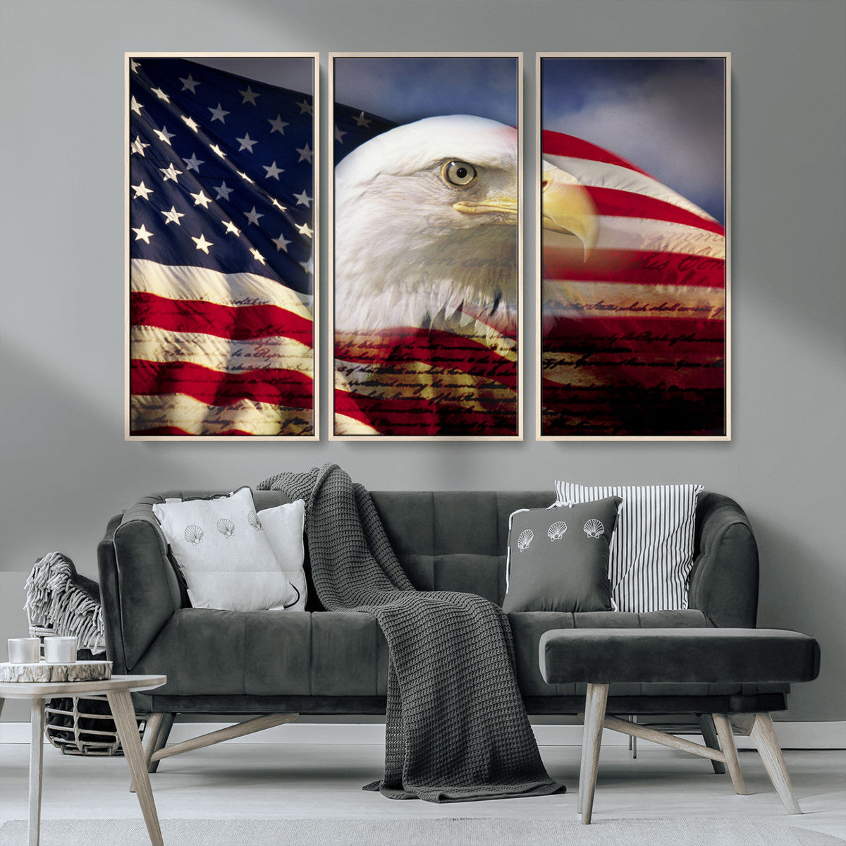 American Flag Eagle Symbol Wall Art Canvas Print, Patriotic American Flag Eagle Wall Art