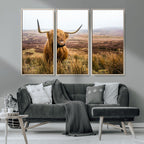 Scottish Highland Cow Canvas Wall Art, Rustic Farmhouse Decor