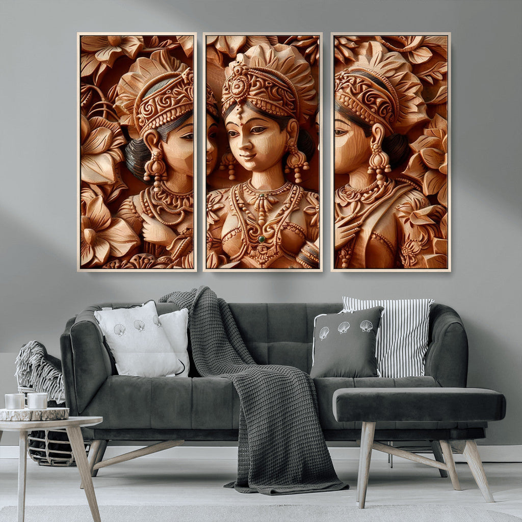 Indian Woman Statue Wall Art Canvas Print