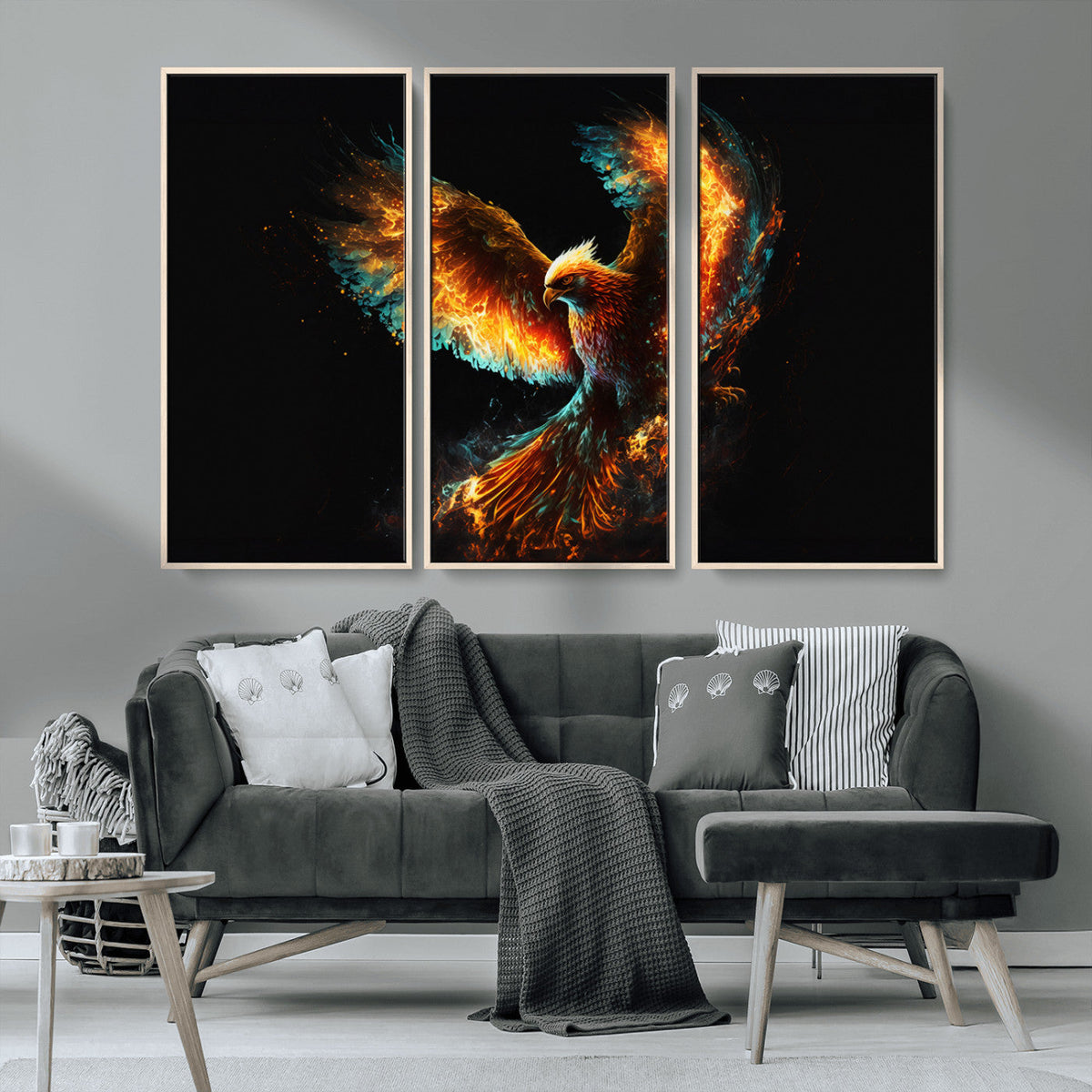 Fiery Phoenix Canvas Print | Ready to Hang Wall Art | Bold Fantasy Decor