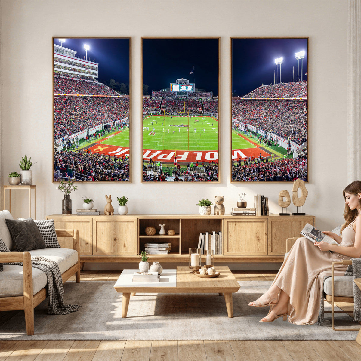 Wolfpack Football Team Print, Raleigh Carter-Finley Stadium