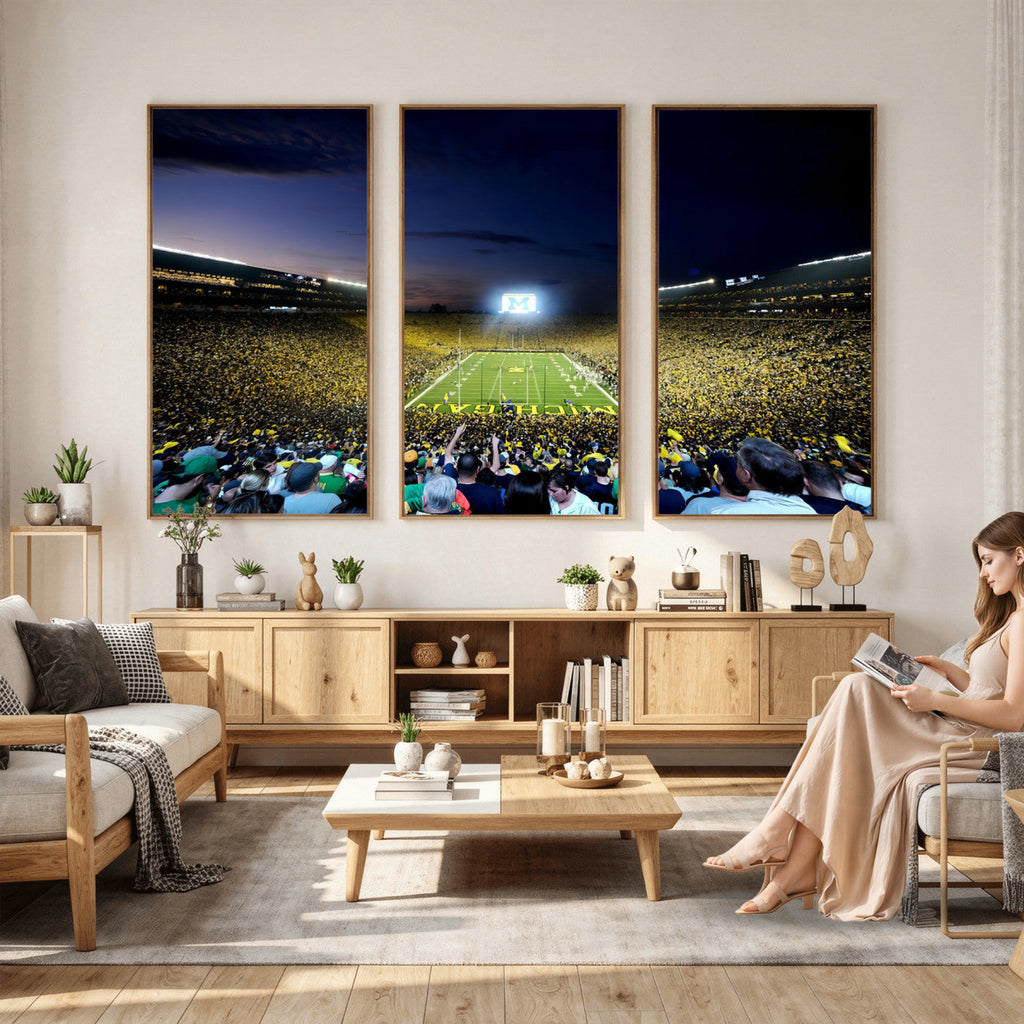 University of Michigan Wolverines Football Team Print, Ann Arbor, Extra Large Game Room Wall Decor