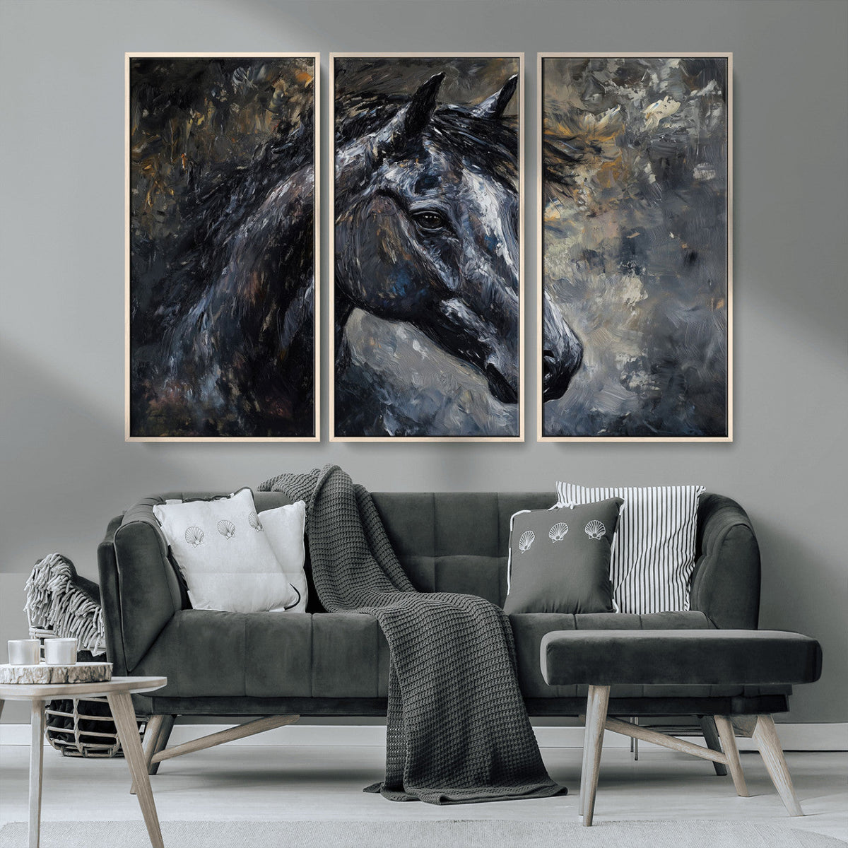 Large Abstract Horse Wall Art Canvas Print, Farmhouse Wall Art