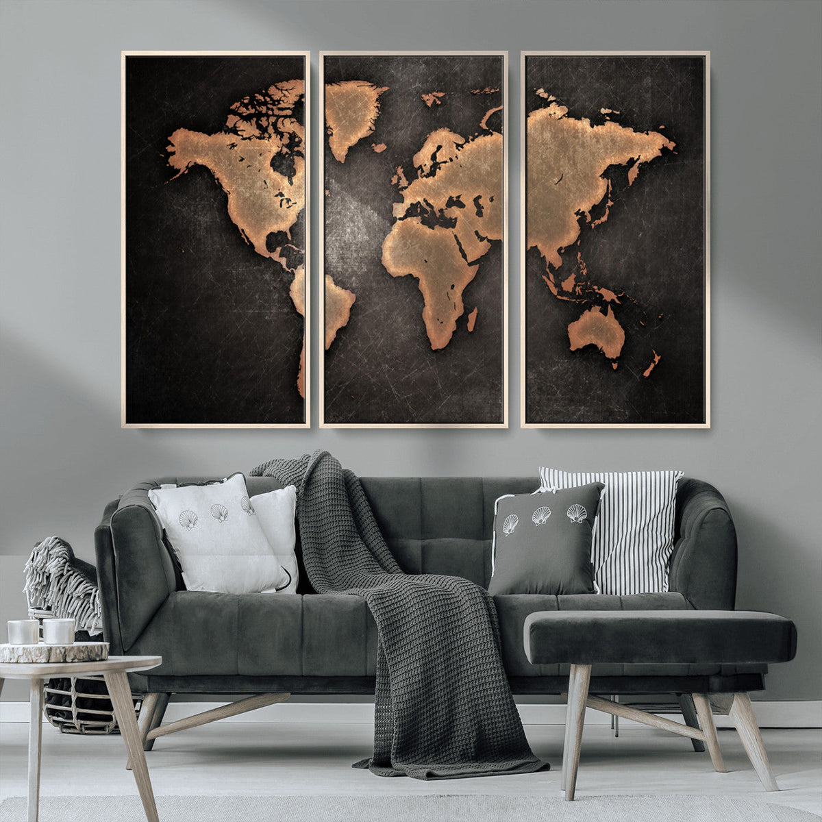 World Map Canvas Print | Framed Travel Map Wall Art for Couples