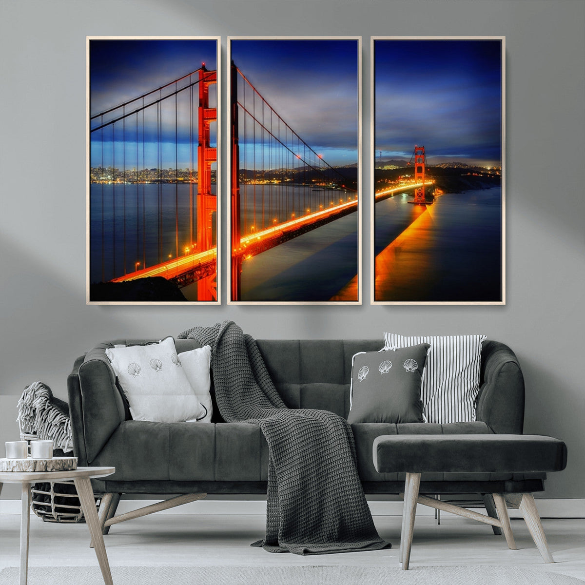Large Wall Art San Francisco Canvas Print - Wonderful Golden Gate Bridge at Twilight