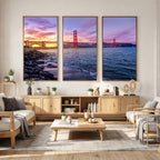 Golden Gate Bridge Wall Art Canvas Print, Framed San Francisco Sunset Landmark