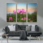Pink Flower on the Mountain Canvas Print, Framed Pink Flower Canvas Wall Art