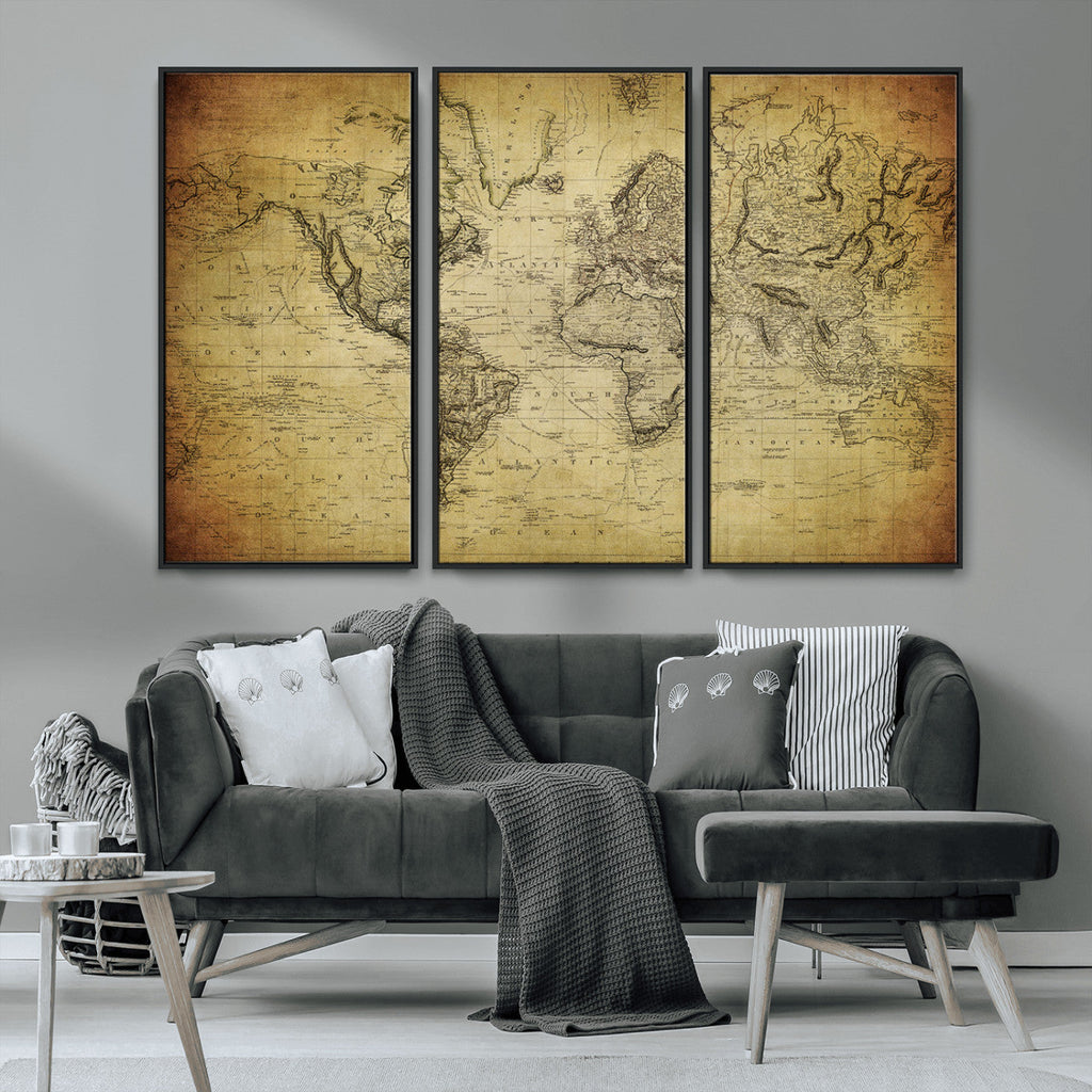 Push Pin World Map Canvas Print | Travel Tracker Wall Art