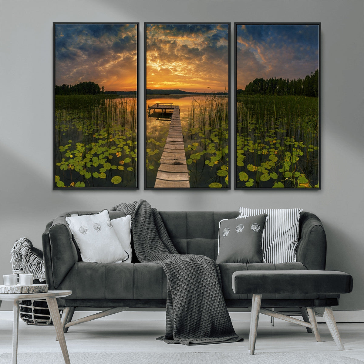 Lake and Flower Wall Art Canvas Print