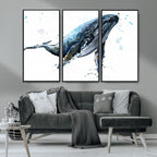 Watercolor Whale Wall Art Canvas Print