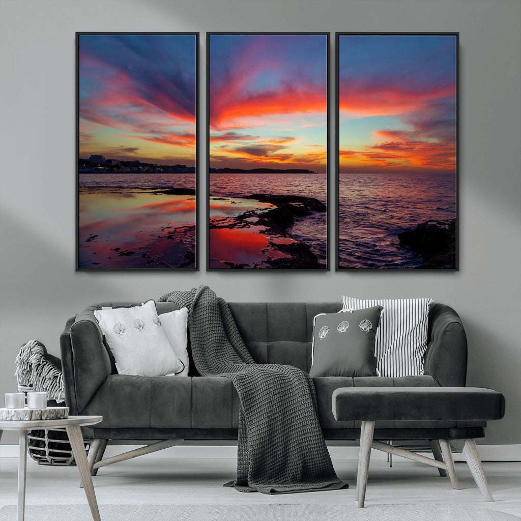 Glorious Sunset on The Beach Wall Art Canvas Print