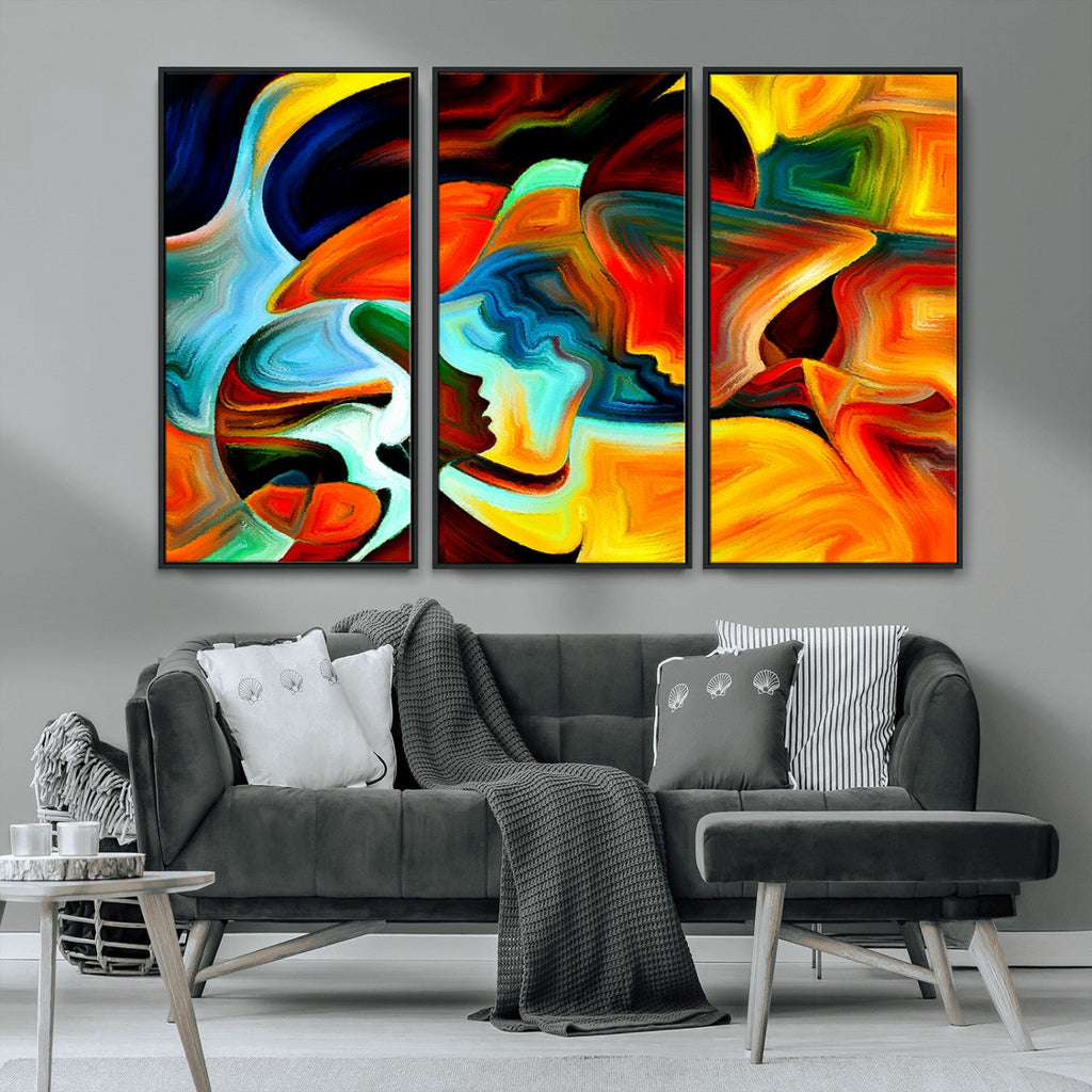 Human Love Figures Abstract Wall Art Canvas Print