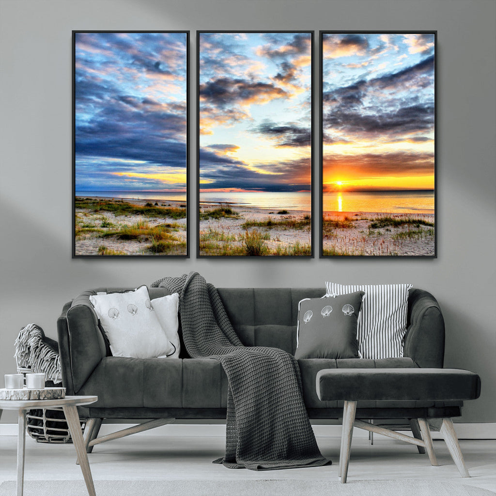 Sunset On The Ocean Wall Art Canvas Print