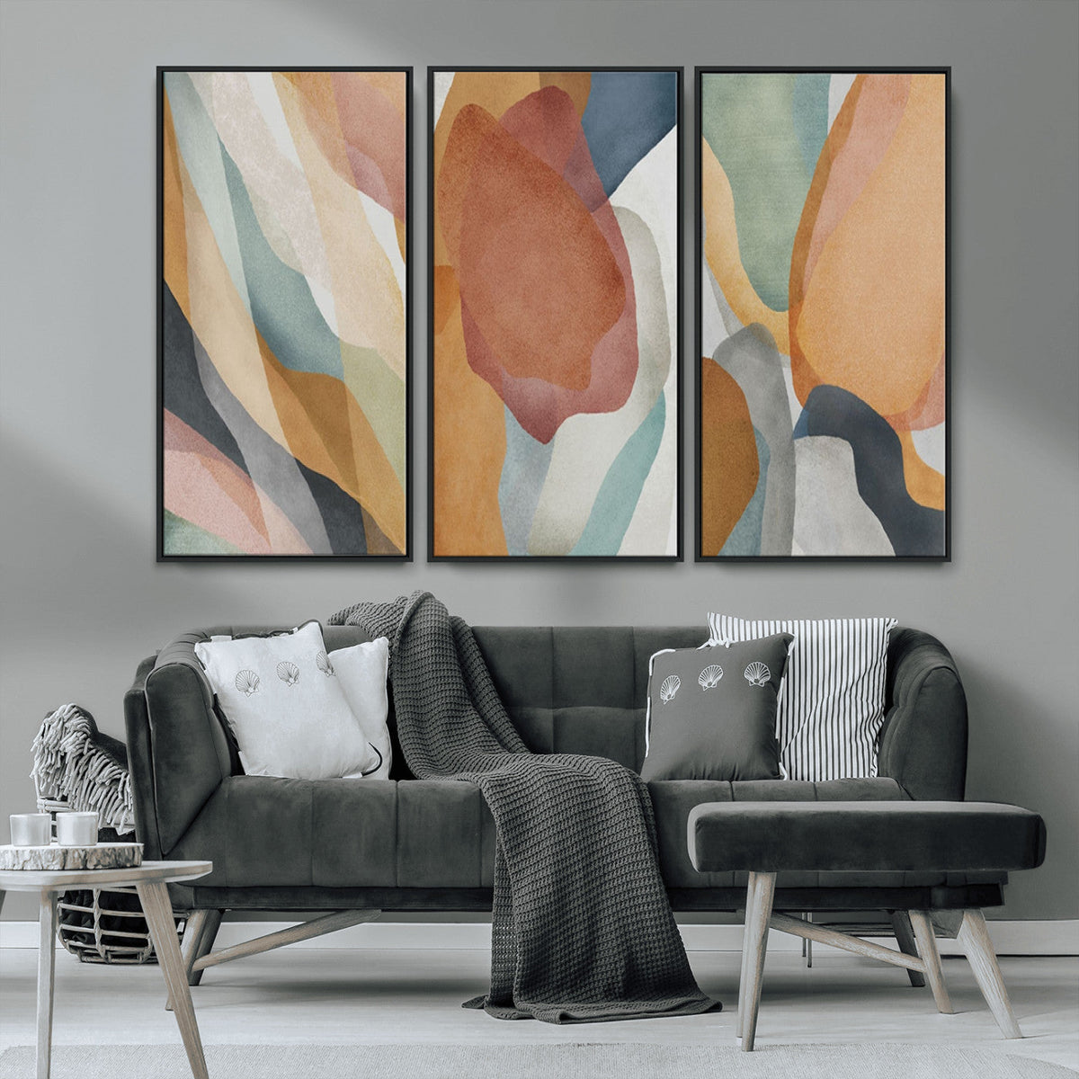 Boho Wall Art Canvas Print Set, Watercolor Boho Wall Art