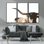 Texas Longhorn Wall Art Canvas Print, 3-Panel