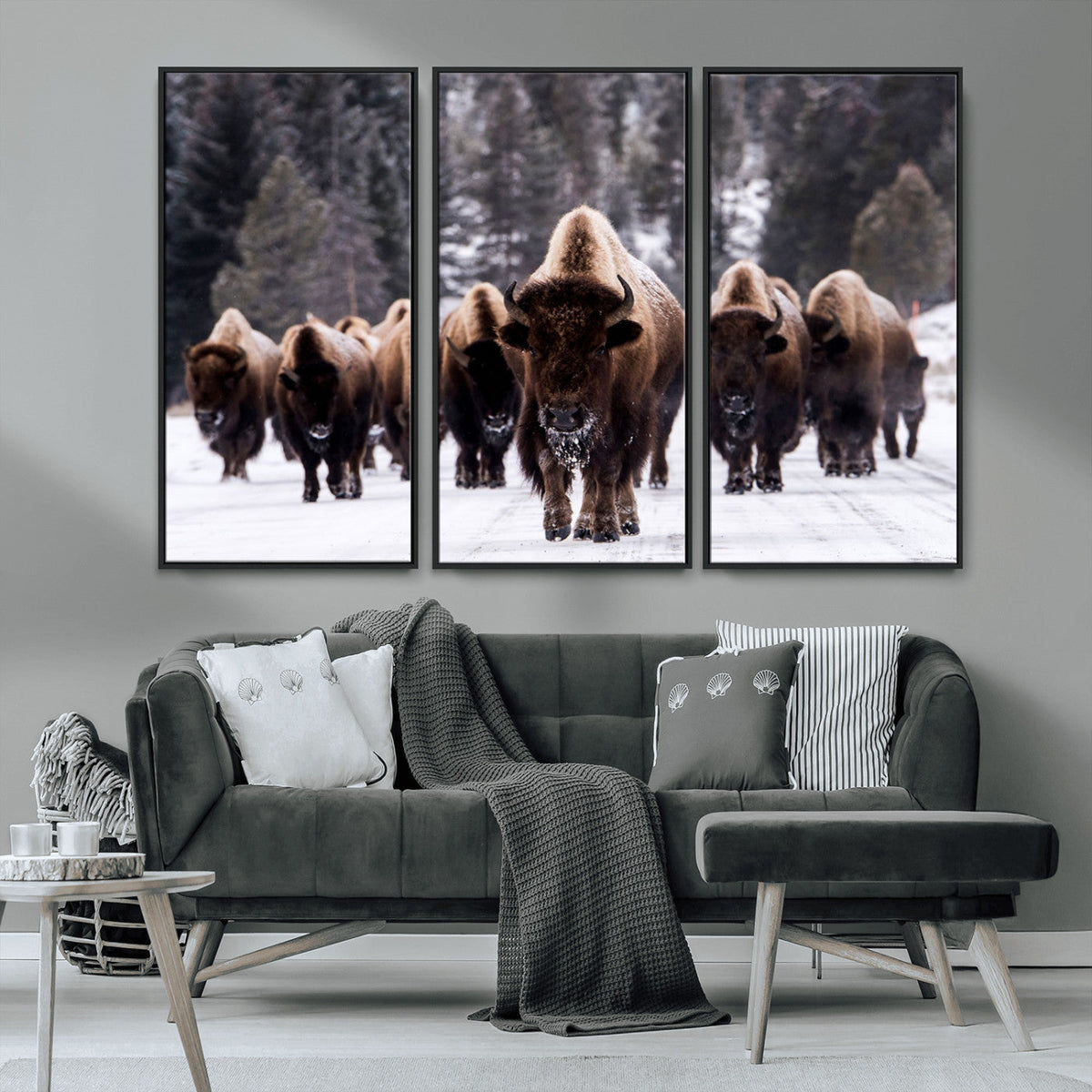 Bison Wall Art Canvas Print, Bison Herd Canvas Wall Art