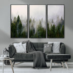 Forest Wall Art Canvas Print | Foggy Forest Wall Art | Pine Wood Forest Print