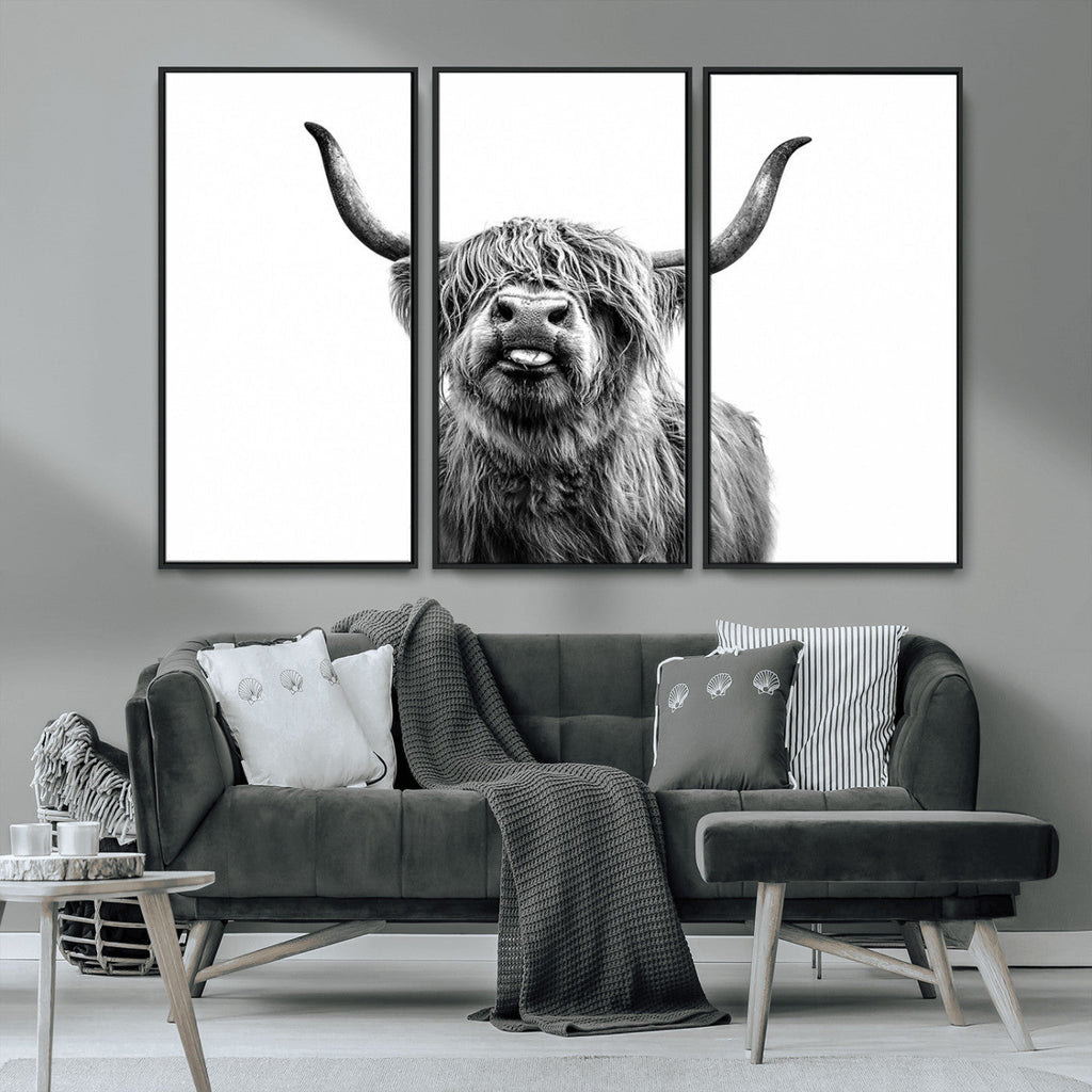 Fanny Scottish Highland Cow Cattle Art Print Farmhouse Wall Art Canvas Print
