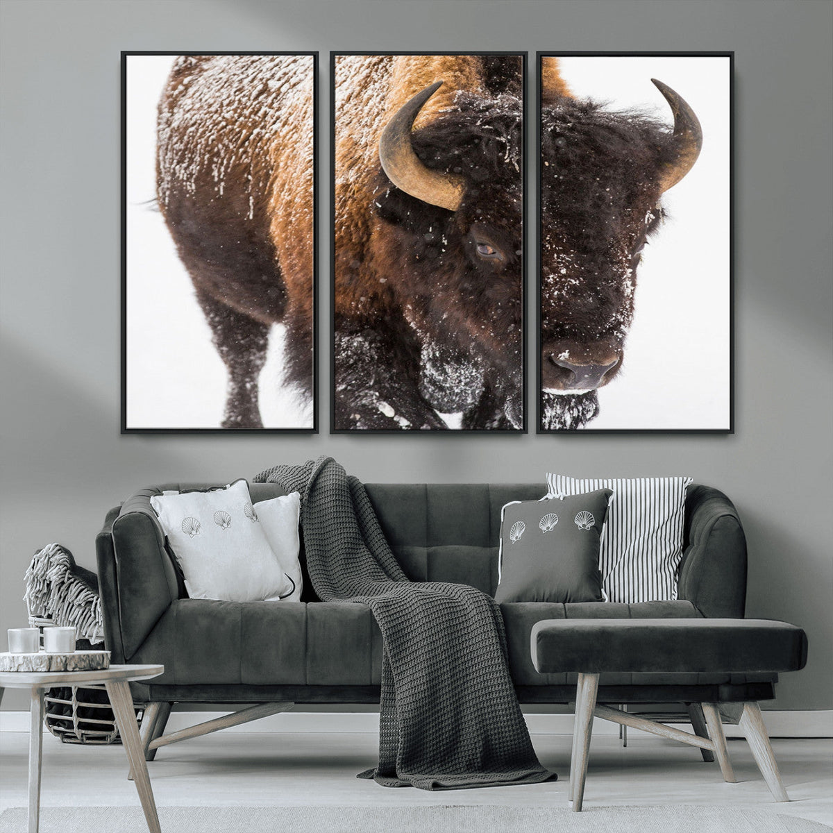 Bison Wall Art Canvas Print For Farmhouse, Wild Animal Wall Art