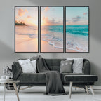 Beach Wall Art, Stunning Ocean Sunset Canvas Print with Coastal Design for Relaxing Home Decor