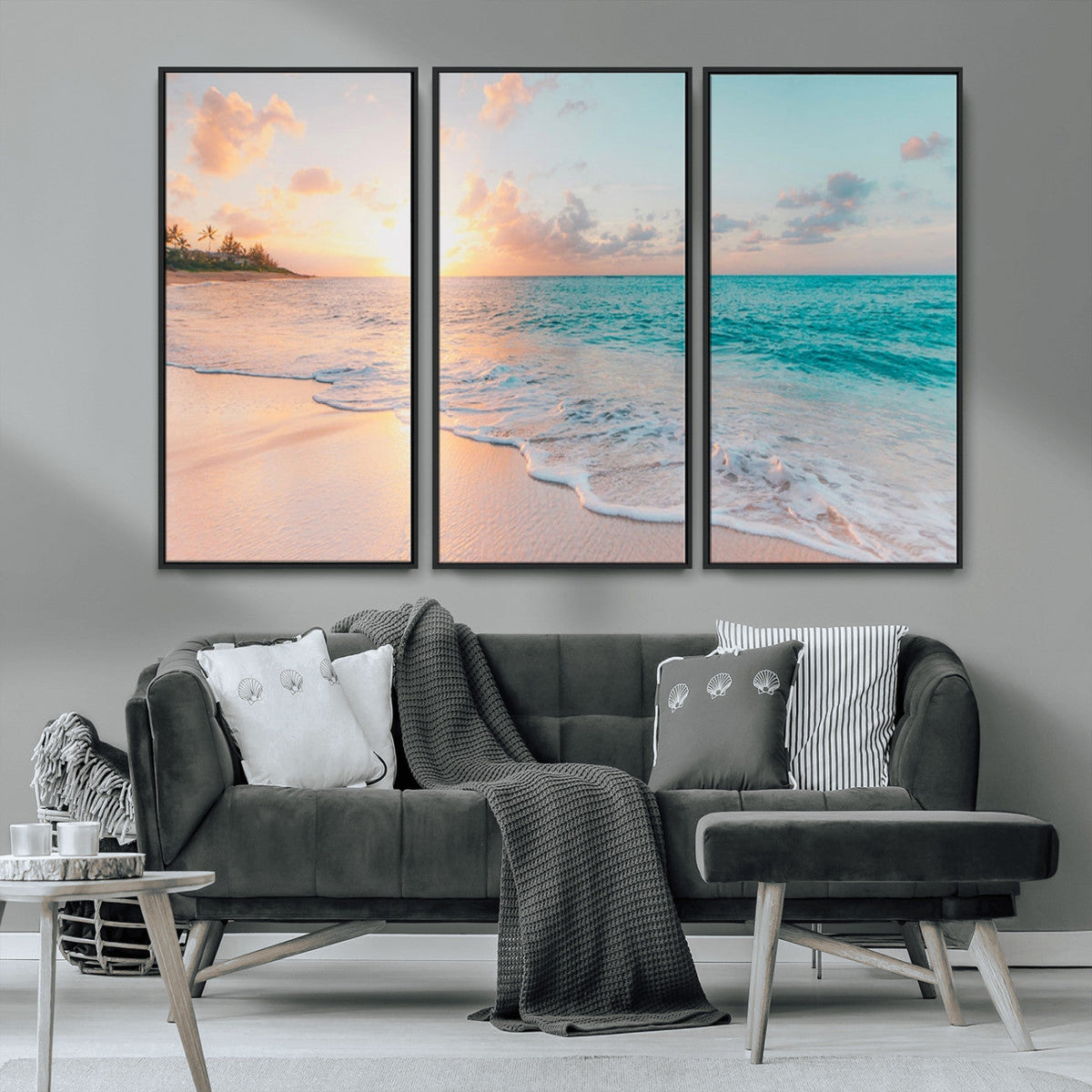 Beach Wall Art, Stunning Ocean Sunset Canvas Print with Coastal Design for Relaxing Home Decor