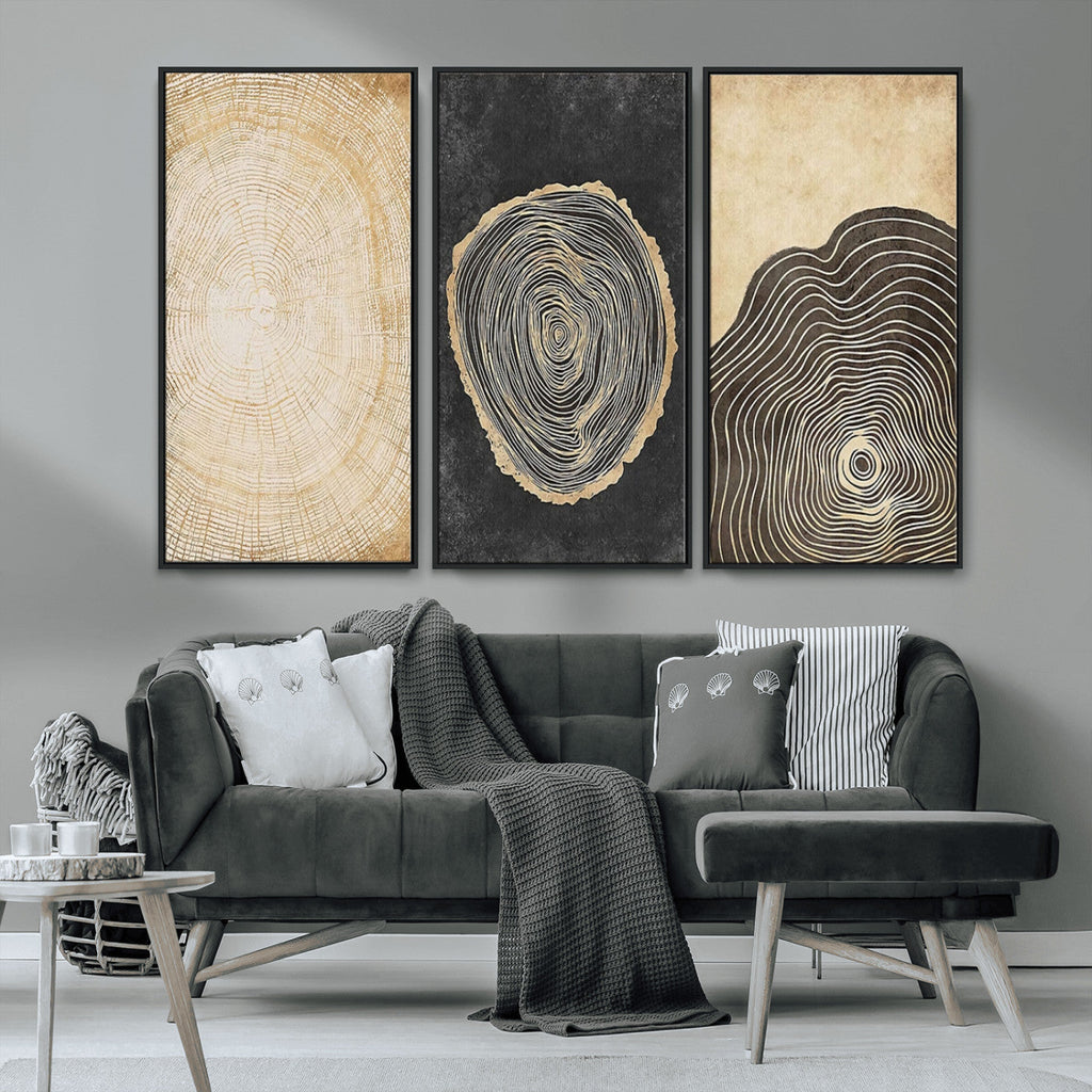 Tree Rings Canvas Wall Art Print, Minimalist Natural History in Modern Decor