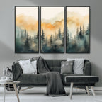 Abstract Forest Print | Mountain Wall Art | Autumn Landscape Canvas Print