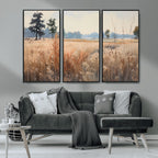 Golden Fields Canvas Wall Art Print | Serene Minimalist Landscape for Modern Decor
