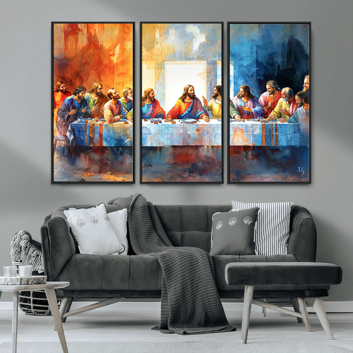 Abstract Watercolor The Last Supper Wall Art