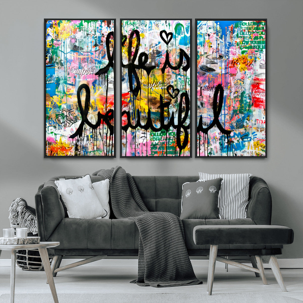 Life Beautiful Art Print | Banksy Graffiti Wall Art Canvas Print