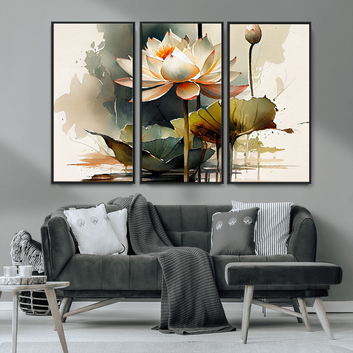 Lotus Flower Watercolor Canvas Print | A Symbol of Serenity and Growth in Soft Watercolors