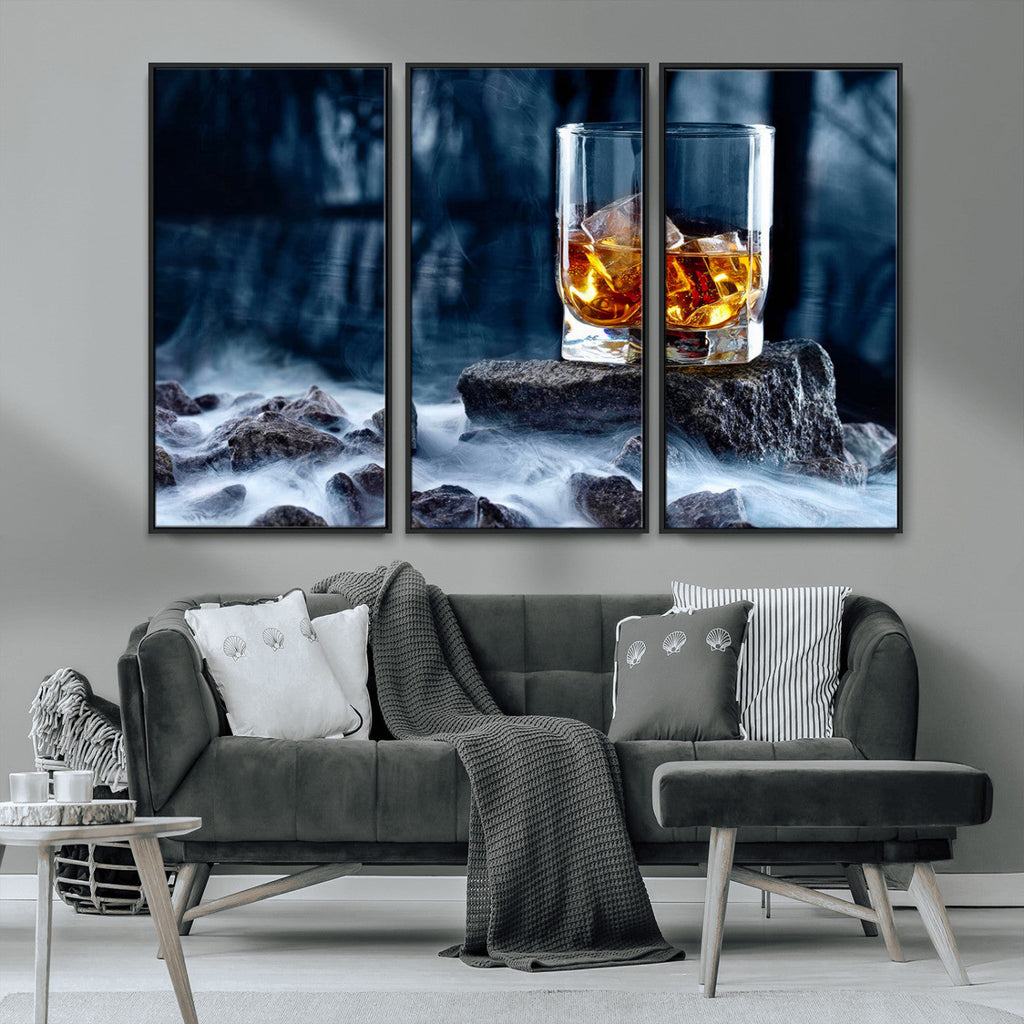 Whiskey Ice Wall Art Canvas Print