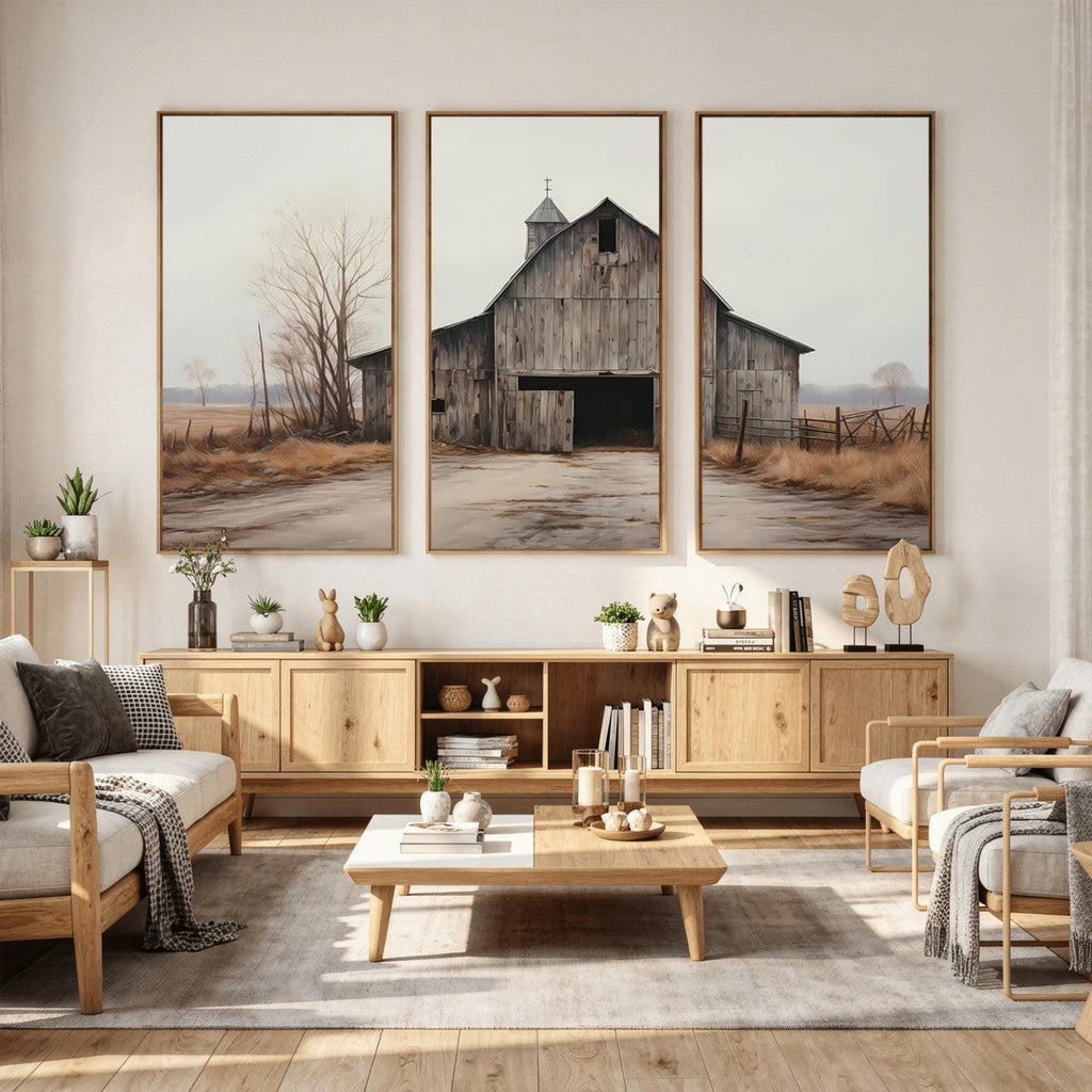 Farmhouse Rustic Barn Wall Art Canvas Print, Framed and Ready to Hang