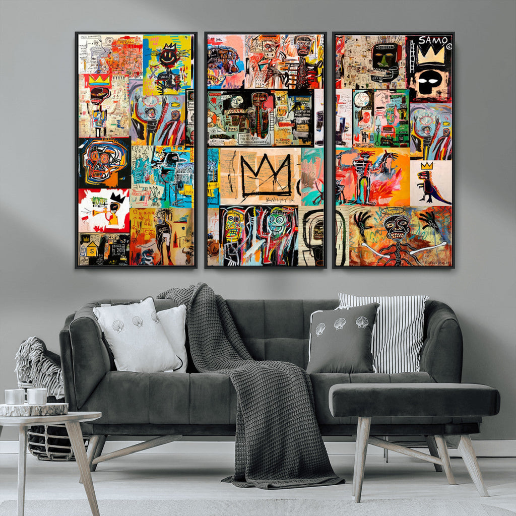Abstract Art Collage Wall Art Canvas Print, Urban Graffiti Style