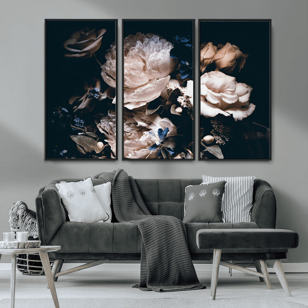Pink Peonies Flowers Large Canvas Art Print