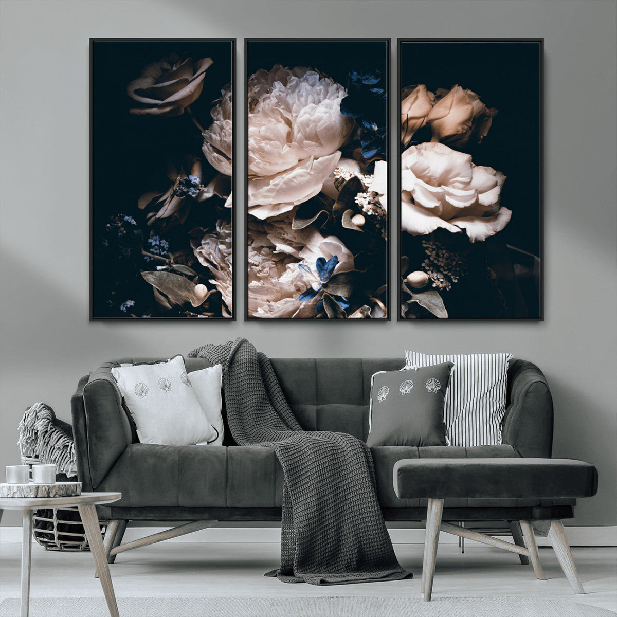 Pink Peonies Flowers Large Canvas Art Print