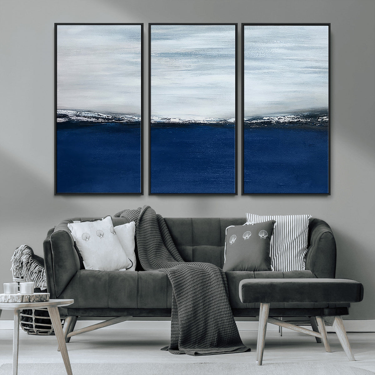 Navy Blue Abstract Wall Art Canvas Print