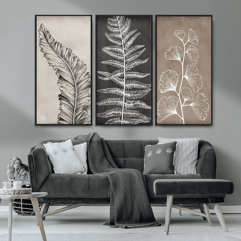 Minimalist Botanical Wall Art Canvas Print, Framed and Ready to Hang