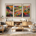 Framed Yayoi Kusama 1986 Wall Art Print | Japanese Wabi Sabi Vibrant Abstract Landscape Canvas