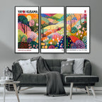 Framed Yayoi Kusama 1986 Wall Art Print | Japanese Wabi Sabi Vibrant Abstract Landscape Canvas