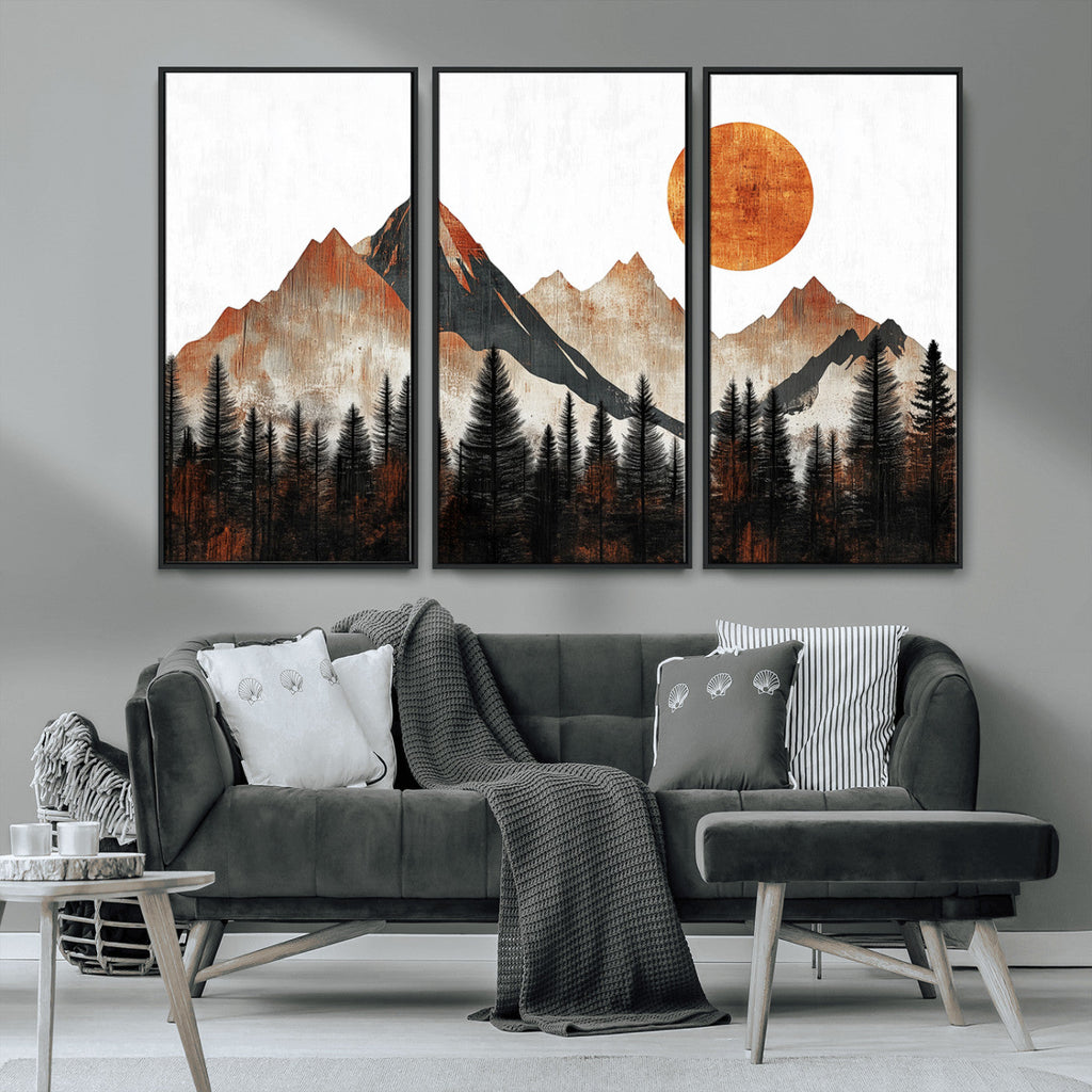 Modern Abstract Mountain Canvas Wall Art Print