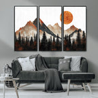 Modern Abstract Mountain Canvas Wall Art Print