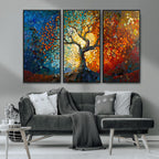 Yggdrasil Tree of Life Mosaic Stained Glass Wall Art Canvas Print