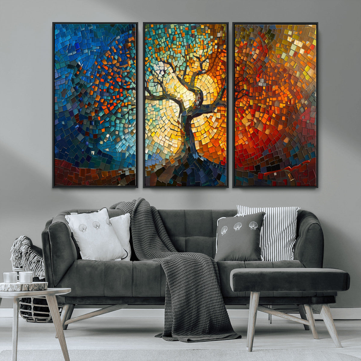 Yggdrasil Tree of Life Mosaic Stained Glass Wall Art Canvas Print